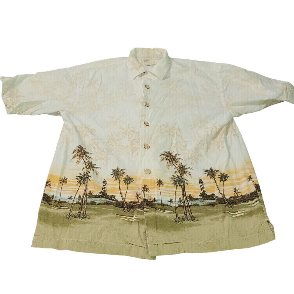 Paradise Shores Mens Button Up Shirt Multicolor Size Small Cotton Blend Collar
